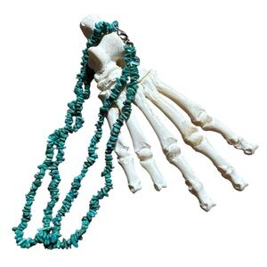 Vintage Sterling Silver Double Strand Natural Turquoise Necklace 20”